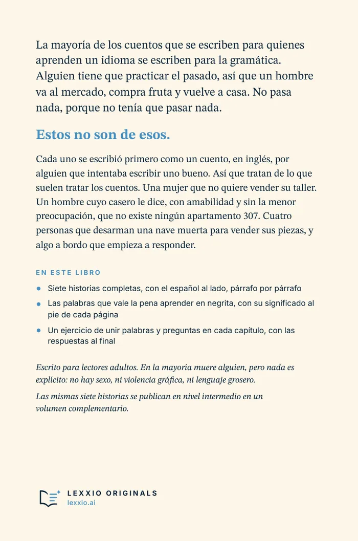 The back cover of Leer en inglés nivel principiante