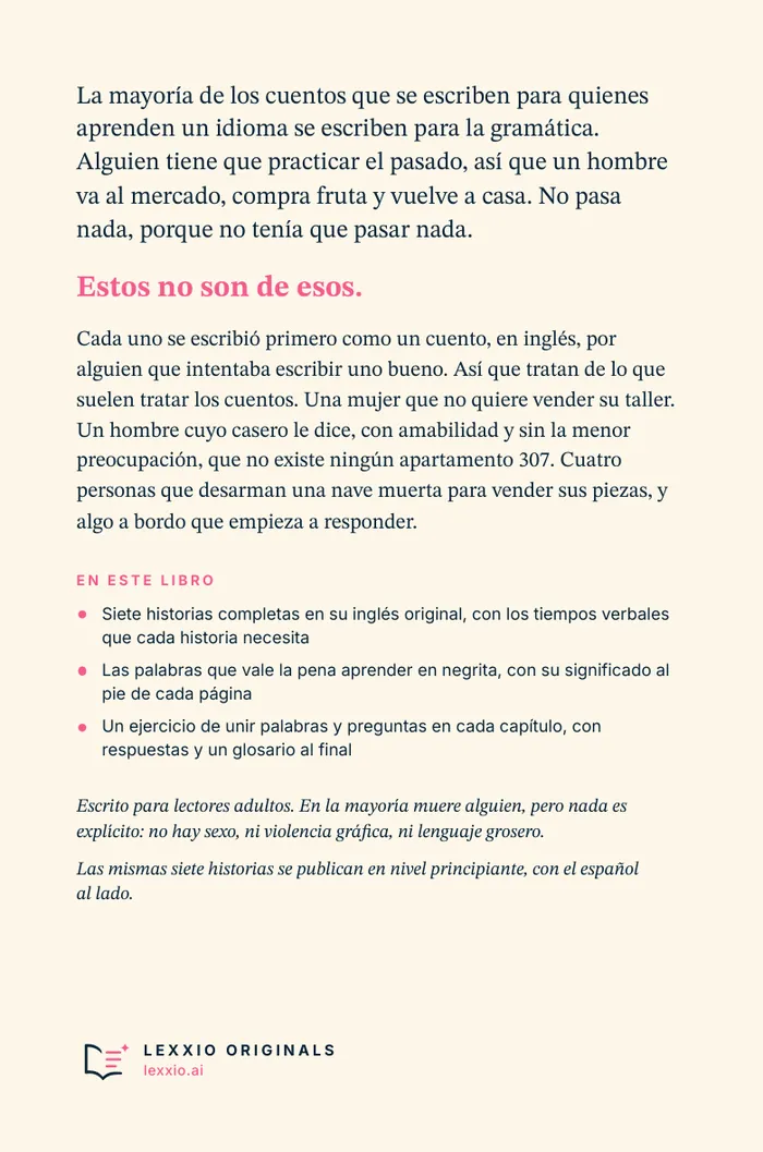 The back cover of Leer en inglés nivel intermedio