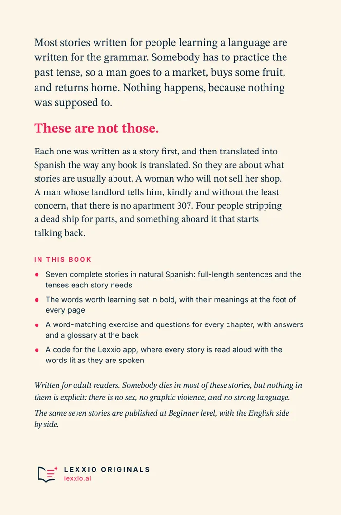The back cover of Read in Spanish Intermediate