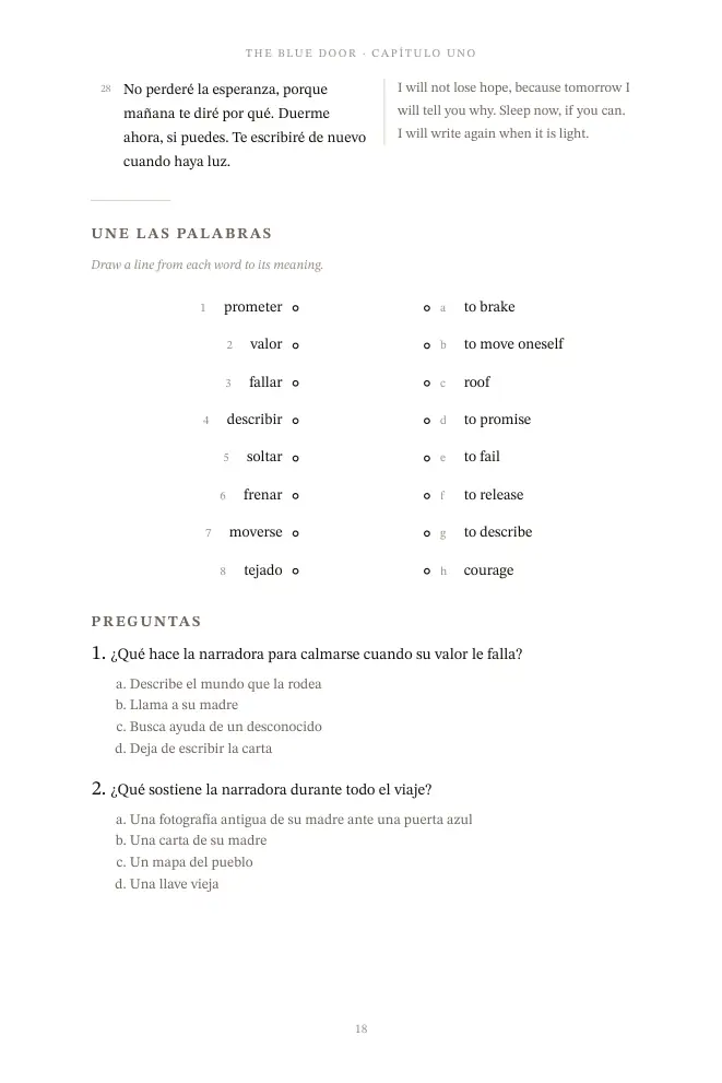 Read in Spanish Beginner: The exercises that close a chapter